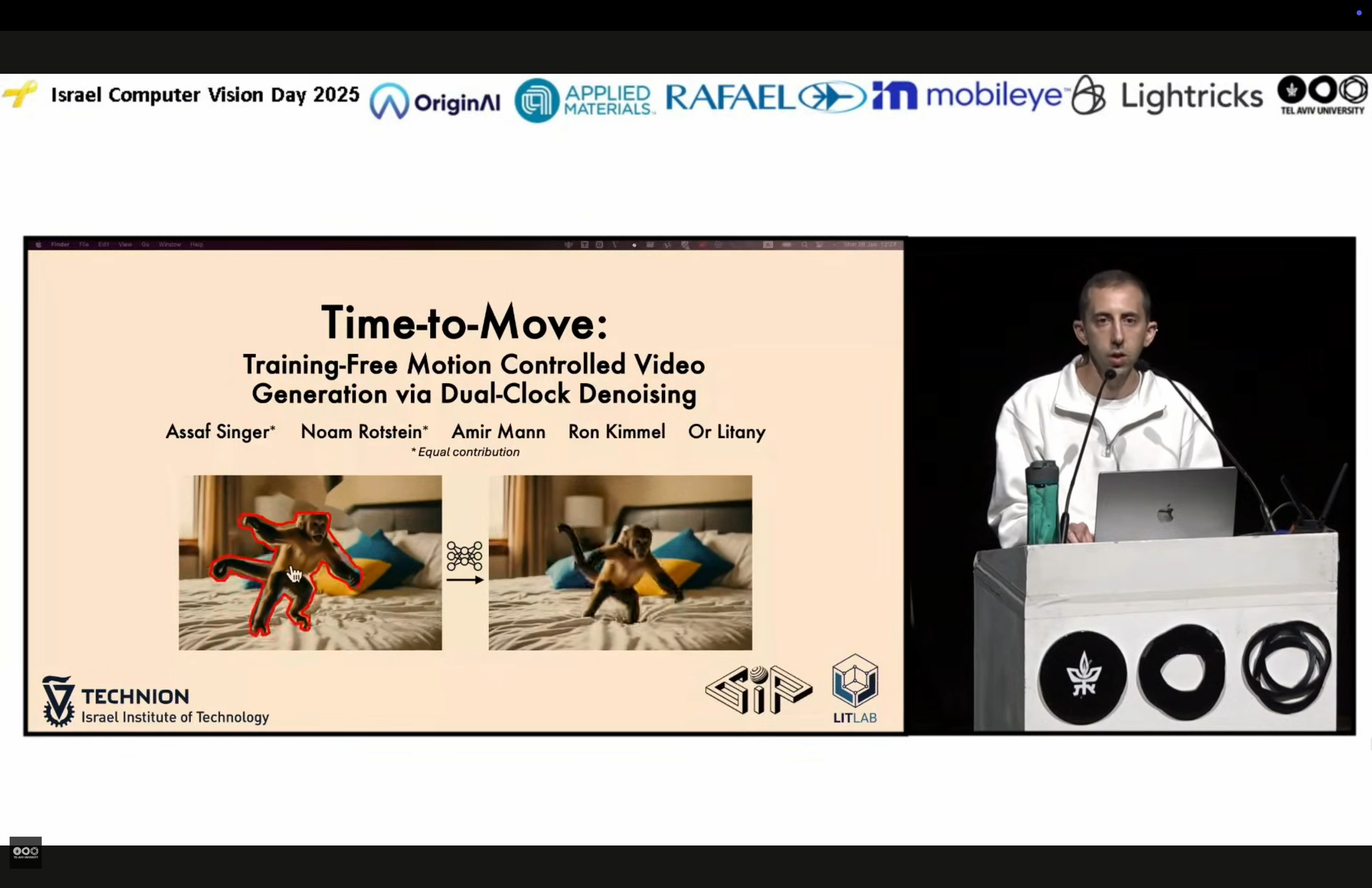 Assaf Singer giving the Time-to-Move talk at Israel Computer Vision Day